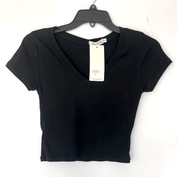 Black Crop Top Shirt, Small, NEW - Picture 2 of 4